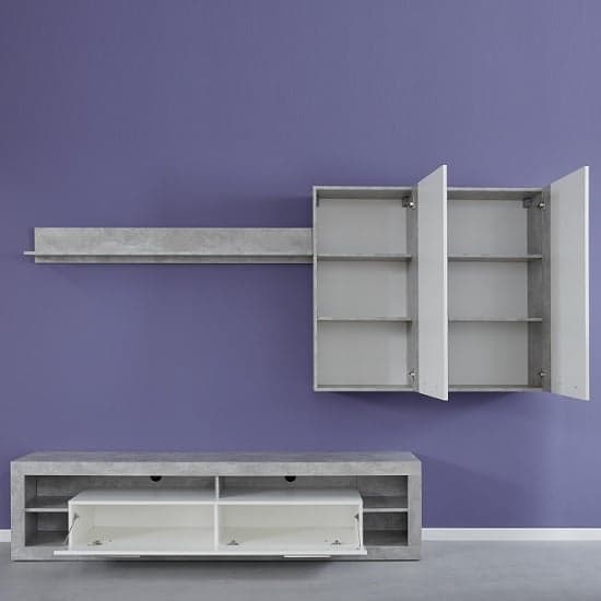 Monza Living Room Set 3 In Grey Gloss White Fronts With LED_3