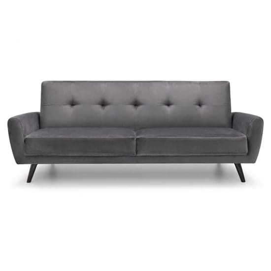 Macia Velvet Upholstered 3 Seater Sofa In Grey With Black Legs_3