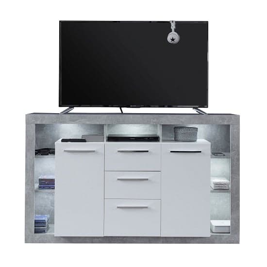Monza Wooden Tv Sideboard In Grey And White With LED Lighting_1