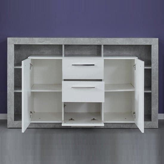 Monza Wooden Tv Sideboard In Grey And White With LED Lighting_2