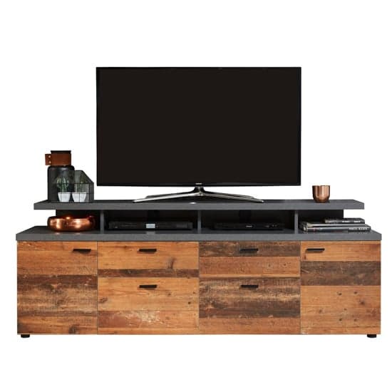 Mood LED Wooden TV Stand In Matera With 4 Doors And 2 Drawers_3