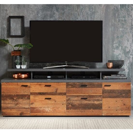 Mood LED Wooden TV Stand In Matera With 4 Doors And 2 Drawers_2