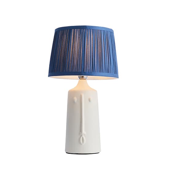 Mopti Blue Silk Shade Table Lamp With White Ceramic Base_4