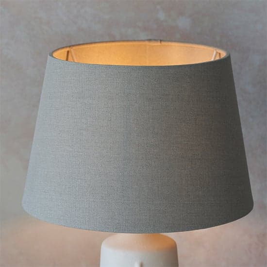 Mopti Grey Linen Shade Table Lamp With White Ceramic Base_2