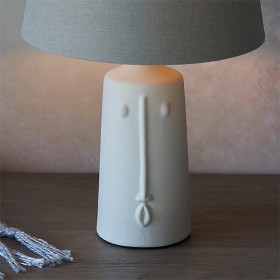 Mopti Grey Linen Shade Table Lamp With White Ceramic Base_3