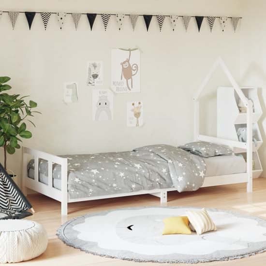 Moraira Kids Solid Pine Wood Single Bed In White_1