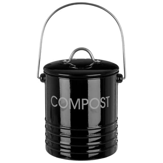 Morden Metal Compost Bin In Black With Handle_2
