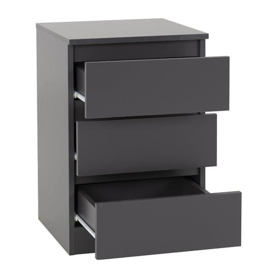 Mcgowan Wooden Bedside Cabinet In Grey With 3 Drawers_2