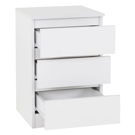 Mcgowan Wooden Bedside Cabinet In White With 3 Drawers_2