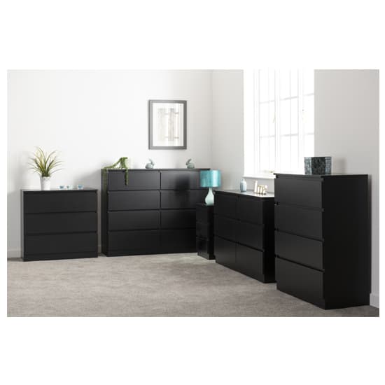 Mcgowan Wooden Chest Of Drawers In Black With 3 Drawers_4