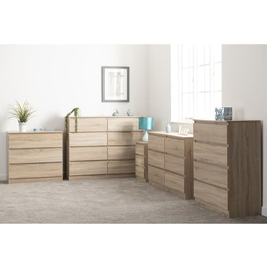 Mcgowan Wooden Chest Of Drawers In Sonoma Oak With 3 Drawers_4