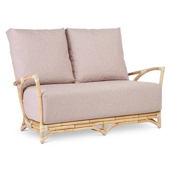 Morioka Rattan 2 Seater Sofa With Smooth Blush Seat Cushion_2