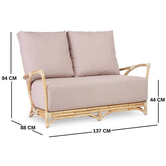 Morioka Rattan 2 Seater Sofa With Smooth Blush Seat Cushion_3