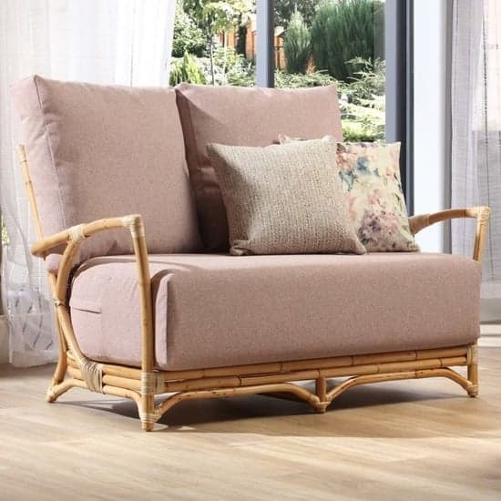 Morioka Rattan 2 Seater Sofa With Smooth Blush Seat Cushion_1