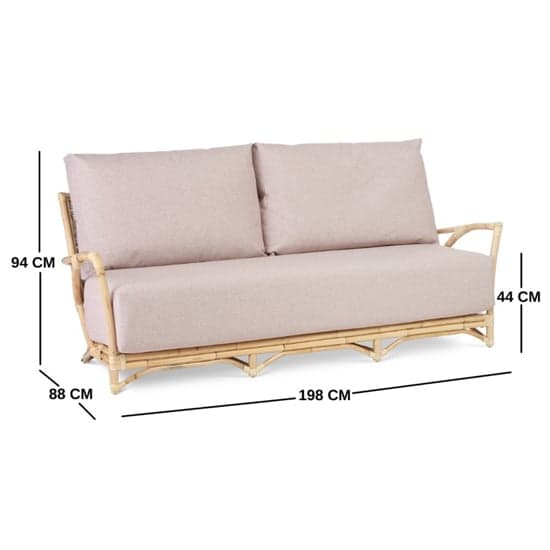 Morioka Rattan 3 Seater Sofa With Silver Velour Seat Cushion_2