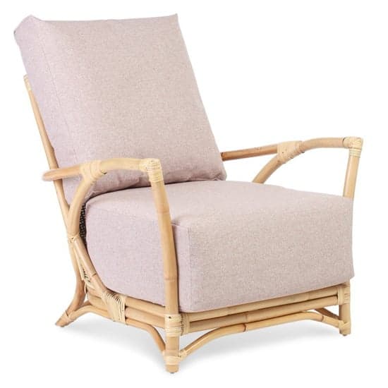 Morioka Rattan Armchair With Smooth Blush Seat Cushion_2