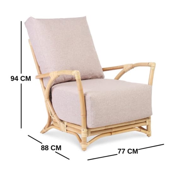 Morioka Rattan Armchair With Smooth Blush Seat Cushion_3