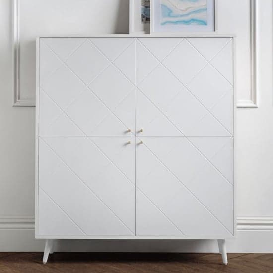 Madra Wooden Highboard In White With 4 Doors_1