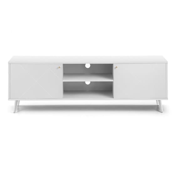 Madra Wooden TV Stand In White With 2 Doors_2