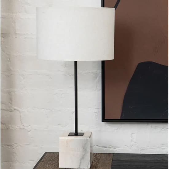 Moroni Natural Linen Table Lamp With White Marble Base_5