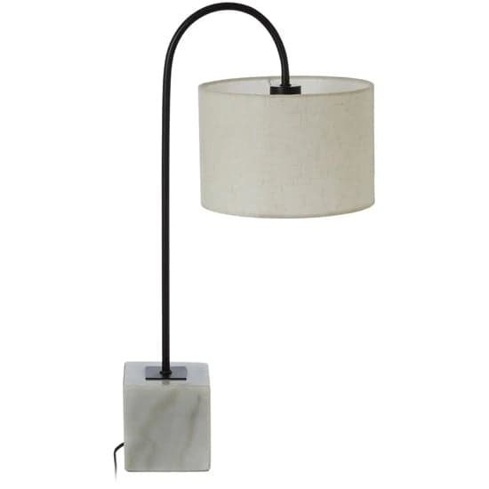 Moroni White Linen Curved Table Lamp With White Marble Base_2