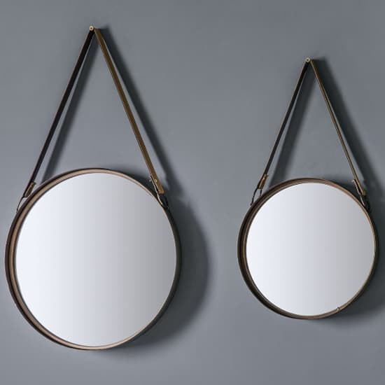 Morston Round Set Of 2 Wall Bedroom Mirrors In Bronze Frame_2