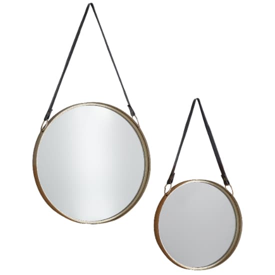Morston Round Set Of 2 Wall Bedroom Mirrors In Gold Frame_2