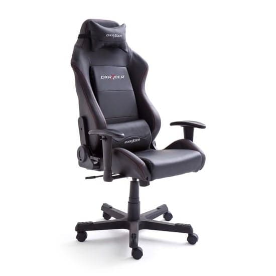 Motocross Faux Leather Gaming Chair With Castors In Black_1