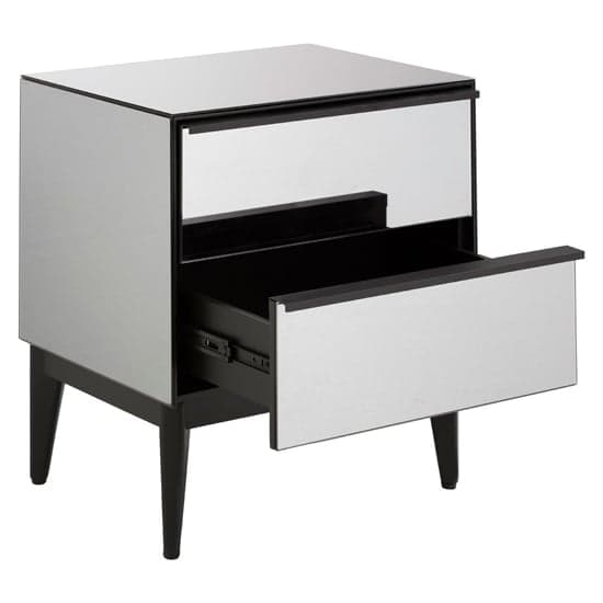 Mouhoun Mirrored Glass Bedside Cabinet In Grey And Black_2