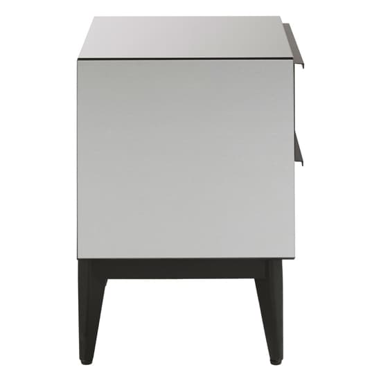 Mouhoun Mirrored Glass Bedside Cabinet In Grey And Black_4