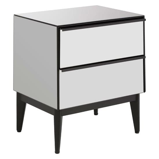 Mouhoun Mirrored Glass Bedside Cabinet In Grey And Black_1