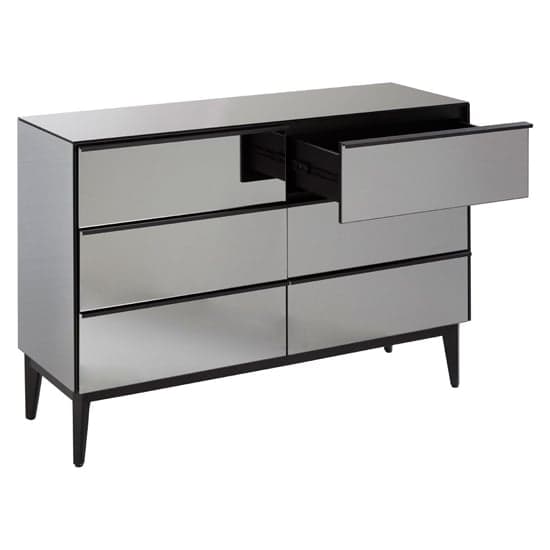 Mouhoun Mirrored Glass Chest Of 6 Drawers In Grey And Black_2