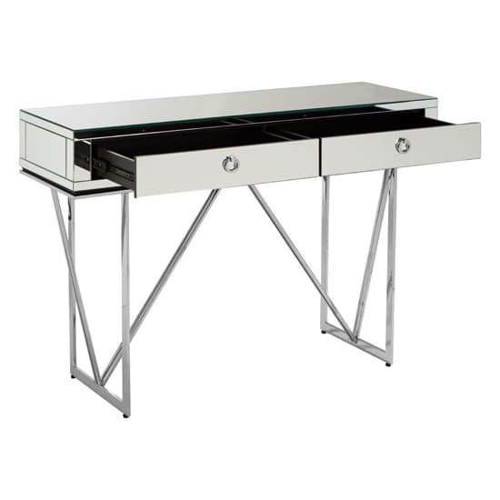 Mpingo Mirrored Console Table With Silver Stainless Steel Frame_4