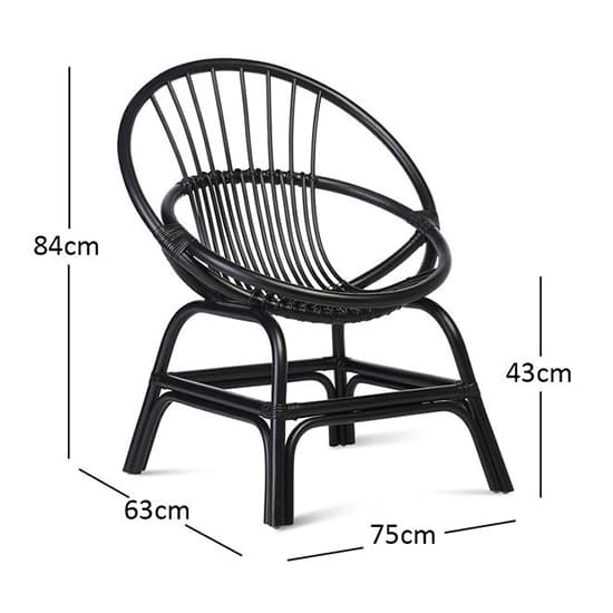 Muenster Round Rattan Accent Chair In Black_3