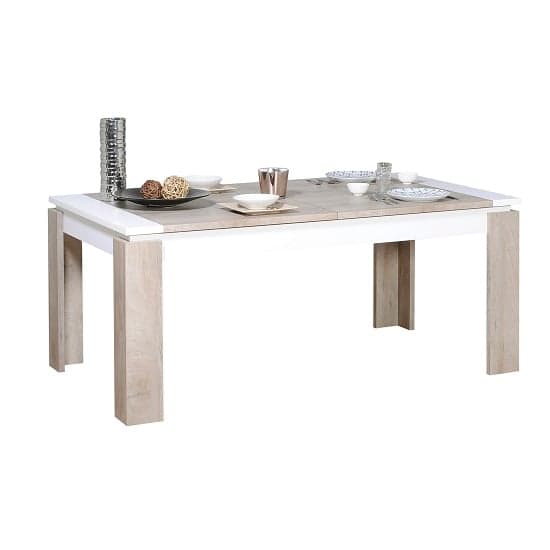 Muller Extending Dining Table In Distressed Effect And White_2