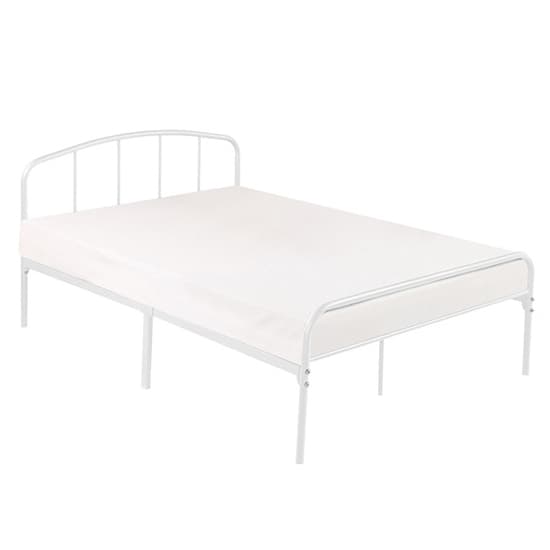 Multan Metal Small Double Bed In White Furniture in Fashion