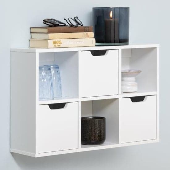 Mulvane Wall Hung Wooden Bookcase In White_1