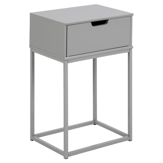 Mulvane Wooden Bedside Table With Metal Frame In Grey_2