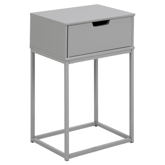 Mulvane Wooden Bedside Table With Metal Frame In Grey Furniture in Fashion