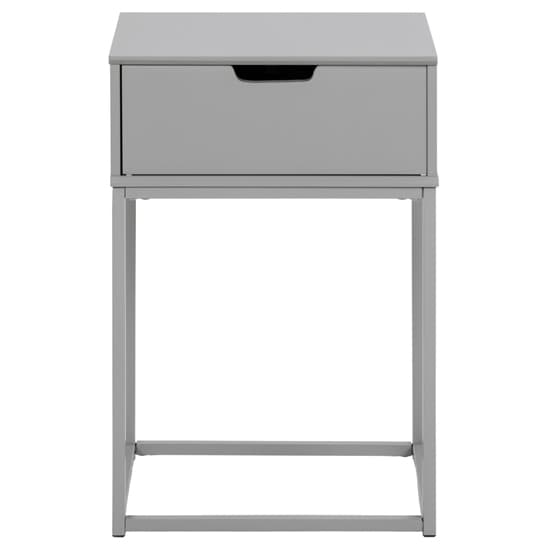 Mulvane Wooden Bedside Table With Metal Frame In Grey_4