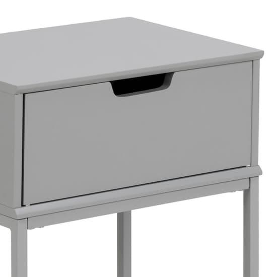 Mulvane Wooden Bedside Table With Metal Frame In Grey_6