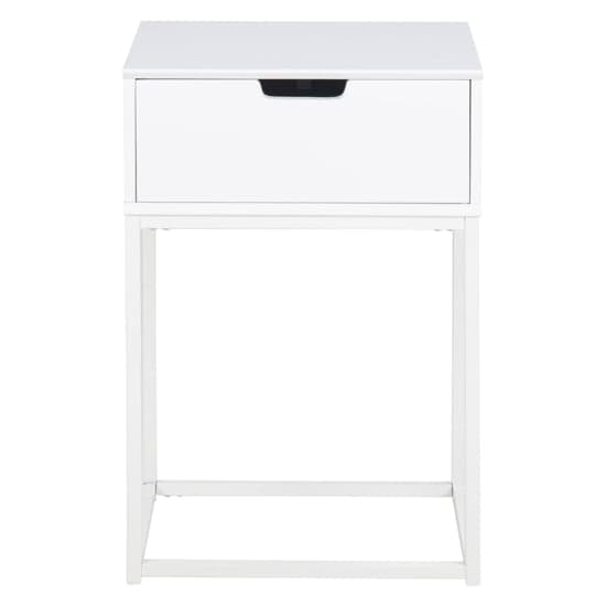 Mulvane Wooden Bedside Table With Metal Frame In White_4