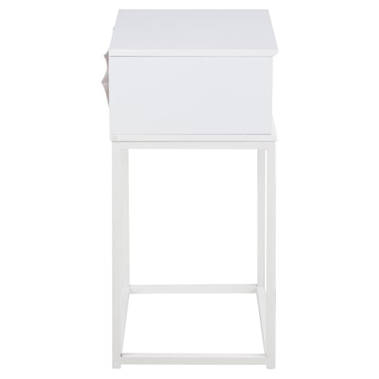 Mulvane Wooden Bedside Table With Metal Frame In White_5