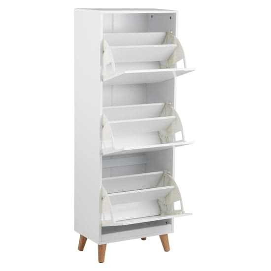 Mulvane Wooden Shoe Storage Cabinet With 3 Flap Doors In White_2