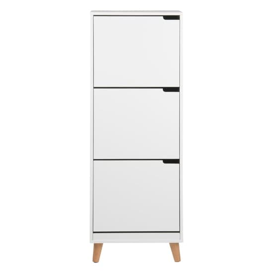 Mulvane Wooden Shoe Storage Cabinet With 3 Flap Doors In White_3