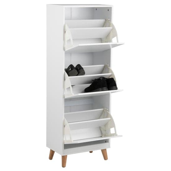 Mulvane Wooden Shoe Storage Cabinet With 3 Flap Doors In White_5