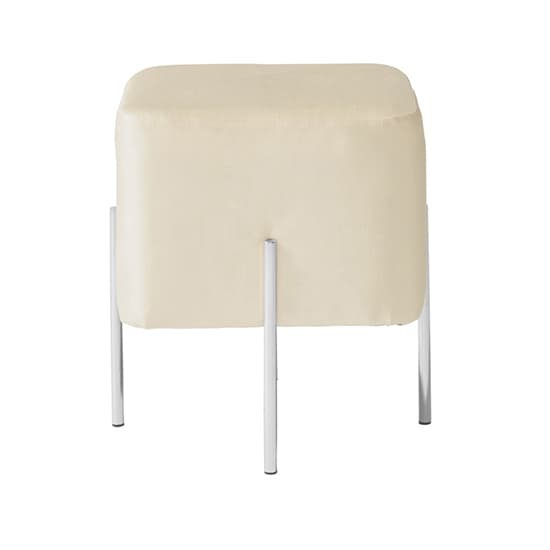 Muncie Square Velvet Accent Stool In Grey With Silver Legs_2