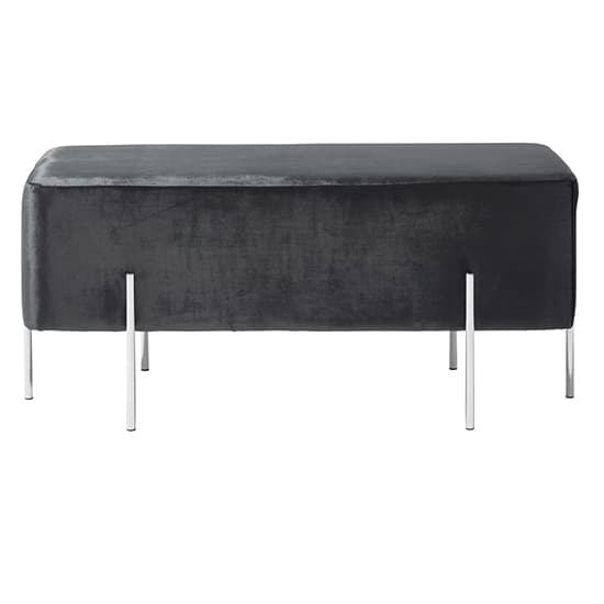 Muncie Velvet Seating Bench In Black With Silver Legs_2
