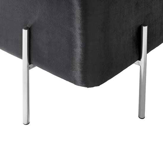 Muncie Velvet Seating Bench In Black With Silver Legs_4