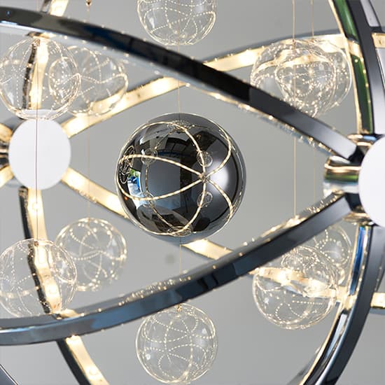 Muni LED 390mm Clear Glass Spheres Pendant Light In Chrome_3